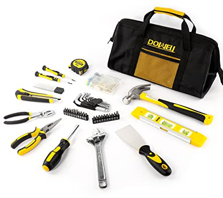 DOWELL Ensemble d'outils pour propriétaire 146 pièces, kit d'outils de réparation domestique avec sac à outils de rangement à ouverture large de 35,6 cm
