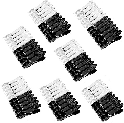 MUFEKUM 72 PCS Non Slip Laundry Clothes Pegs for Washing Line (Black+White) | Long Lasting & Reusable Washing Pegs, Strong Grip Laundry Pegs Clothes Clips Clothes, Jeans, Socks, Tea Towel & Photos