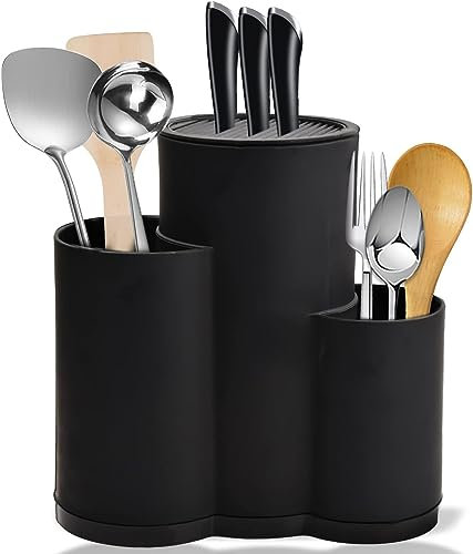 Bloc à couteaux 3 pouces sans couteau, support rond universel non équipé avec porte-ustensiles, bloc à couteaux vide peut contenir 12 couteaux de 8 pouces, convient à tous les couteaux de cuisine