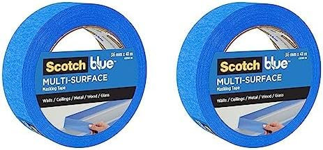 ScotchBlue Multi-Surface Premium Masking Tape, 36mm x 41m - Scotch Adhesive Blue Painters Tape, For Painting and Decorating, Indoor & Outdoor, For Multiple Surfaces (Pack of 2)
