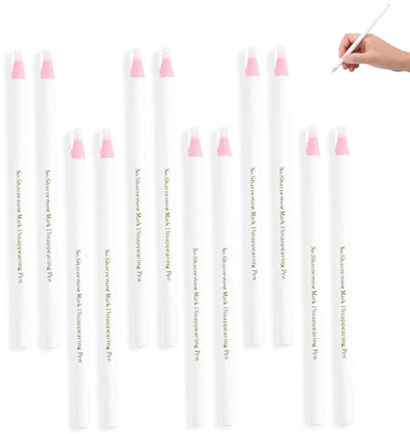 HERCHR Matita per Segni di Cucito, 12 Pezzi Matite Bianche per Tessuti Cancellabili Invisibili Matita per Gesso Bianco Matita per Tessuti per Cucire per Marcature di Cucito su Misura