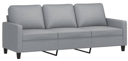 vidaXL Sofa 3-Sitzer, Loungesofa Couch mit Armlehnen Rückenkissen, Wohnzimmersofa Designsofa Metallgestell, Sitzmöbel Dreisitzer, Modern, Hellgrau Stoff