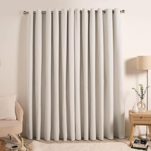 OHS Eyelet Boucle Thermal Curtains Cream, Decorative Blackout Curtains for Bedroom Home Super Soft Modern Thermal Blackout Curtains, 66x72”