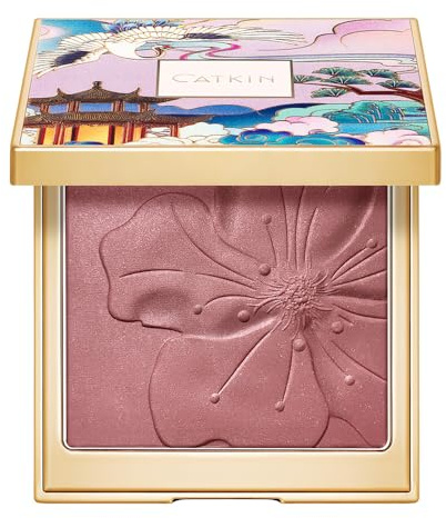 CATKIN Powder Blush, Blusher & Highlighter Make Up for Cheeks, Highly Pigmented and Buildable, Nude Coral Pink Shimmering Blush Creates a Lightweight Natural Finish, 10g