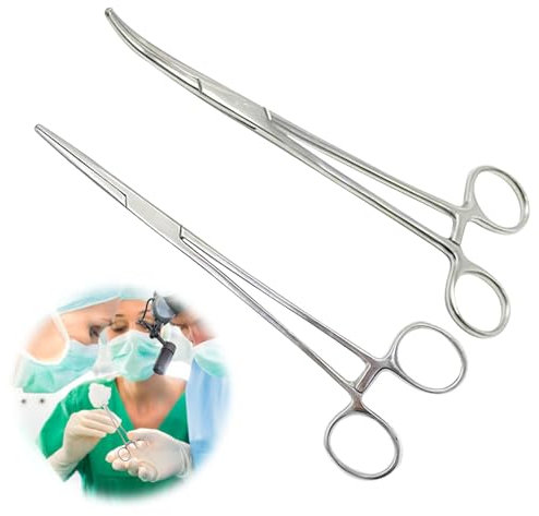 2 Pcs Piercing Pliers, Locking Pliers Piercing Pliers, 12.5cm Self-Locking Fishing Forceps, Multipurpose Stainless Steel Tweezers Pincers for DIY Crafting Pet Grooming