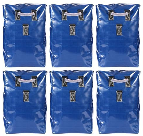 BOXOB 6pcs Sacs de Sable Vinyle, Sacs Sable Renforcés avec Poignées pour Châteaux Gonflables Tentes d'ombrage Toboggans Aquatiques Ancrage Sécurisé pour Structures Gonflables Extérieures (Bleu)