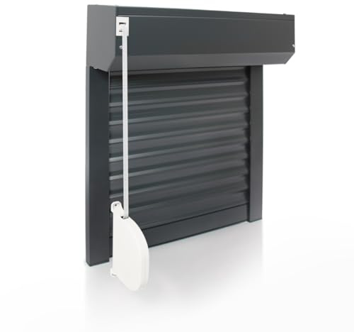 Volet Roulant Manuel Sangle Ajustable en Aluminium h155 x l120 cm- Coloris Gris Anthracite (7016) - Montage Facile, pour Fenêtre