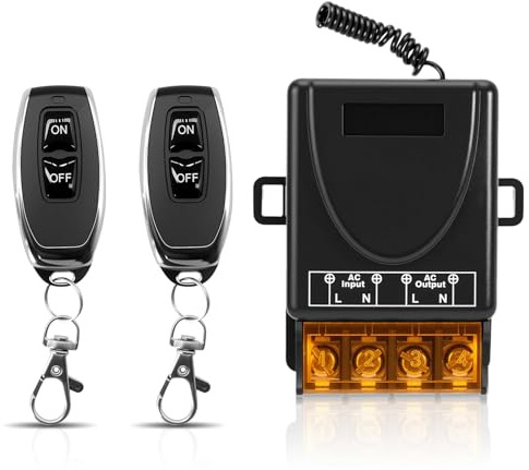 Interruttore telecomando radio AC 220 V 230 V 30 A relè ricevitore con 2 trasmettitori, controllo radio RF per luce, pompa dell'acqua, elettrodomestici, irrigazione agricola e dispositivi elettrici
