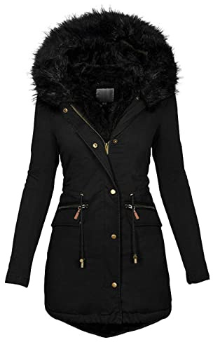 Générique Manteau Femme Hiver Parka Femme Hiver Manteau Long À Capuche Chaud Épaissir Coupe-Vent Outercoat Et Elegant avec Fermeture Éclair Veste Grande Taille Manteaux