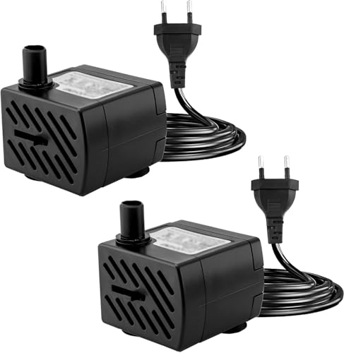 Bomba de Agua 3 W 180 l/h – Mini Bomba Ultra Silenciosa para Acuario, Fuente para Gatos, Estanque, Plástico