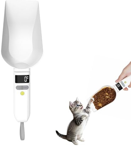 Bilancia digitale con cucchiaio: misurino elettronico, amovibile, misurino per cani, bilancia digitale da cucina fino a 800 g, con display LCD, bilancia digitale per spezie, farina, liquido per cani
