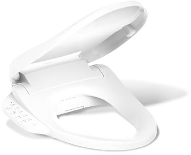 Kohler PureWash E590 Elongated Heated Bidet Toilet Seat, White with Side Panel, Warm Water, Dryer, Quiet-Close Lid, Self-Cleaning Wand, Adjustable Water Pressure and Nightlight, Easy Installation