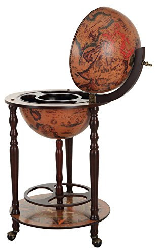 HOMCOM Globe Shaped Retro Style Bar Cabinet Wine Alcohol Storage Trolley Glass Bottle Holder 36CM