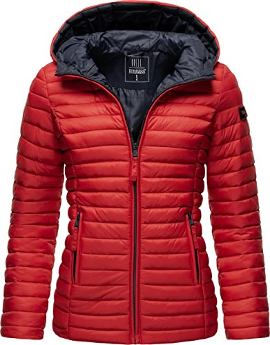 MARIKOO Giacca da donna leggera di transizione trapuntata con cappuccio Asraa XS-3XL, Colore: rosso, XS