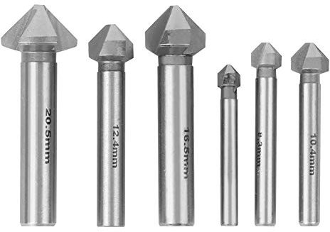 Fraise à Chanfreiner HSS Carbure 6Pcs à 3 Tranchants 90 Degrés