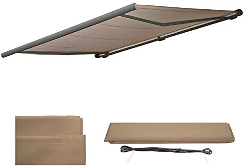 Mendler Ersatz-Bezug f�r Markise T122, Vollkassette Ersatzbezug Sonnenschutz 4x3m - Polyester Sand