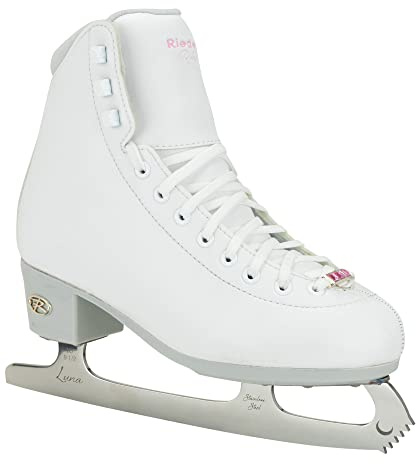Riedell Ruby Ice Skates - Youth Recreational Figure Ice Skates with Steel Luna Blade | White | Size 2 JR