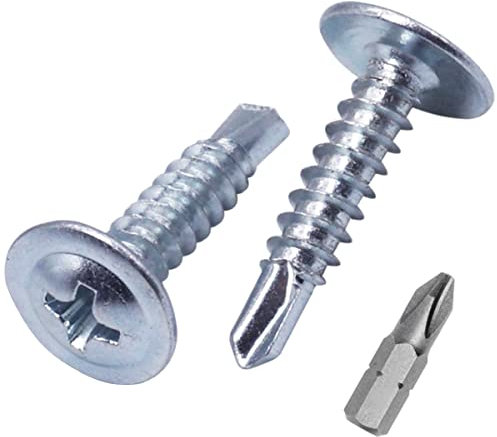 SKIR'CO Tornillos autoperforantes chapados en zinc 4,2 x 19 mm, tornillo de chapa, cabeza de braguero modificada con pH (200 piezas)