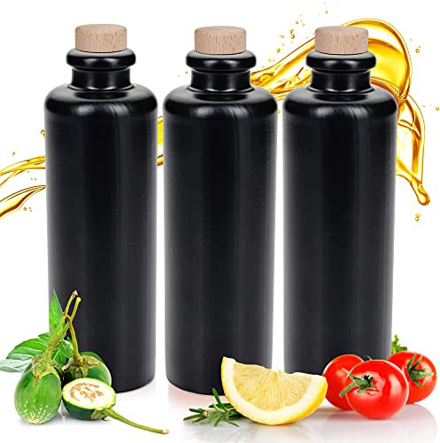 Essig & Öl Flasche mit Ausgießer für Feinschmecker, Geschenk Set, Handgefertigt und Einzigartig im Design Made in Germany, Authentisch chic und zeitlos 3x 200ml. (3x Mini 0,2l schwarz- matt)