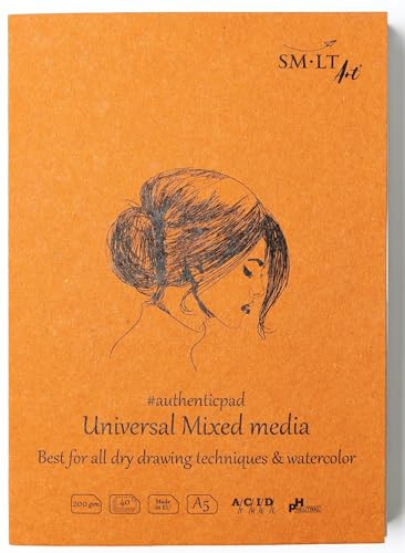 Blocco 40 fogli per disegno e acquerello SMLT Art - 200 g/mq 5MIXA-40