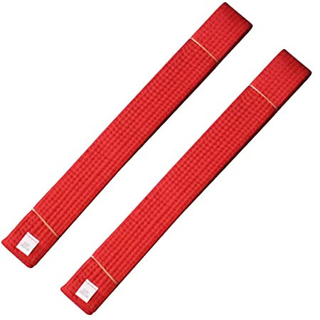 Rubruan Kampfsport Zubehör Taekwondo Gürtel – 2 Stück Baumwolle Belt Kampfkunst Karate Judo Ju-Jutsu Ninjutsu Budo Kendo Aikido Training Wettkampf Schutzgürtel für Erwachsene Kinder (Rot, 220 cm)