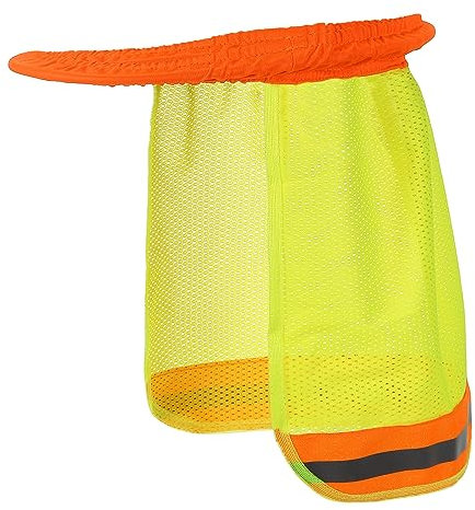 PATIKIL Hard Hat Sun Neck Shield, High Visibility Sun Shade Hard Hat Cooling Mesh Elastic Helmet Brim for Construction Outdoor Work, Yellow