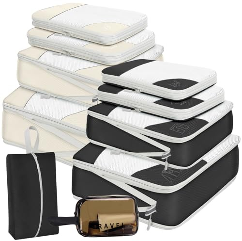 ZFWDSY Organisateur de voyage Lot de 10,Packing Cubes Compression Sacs de Rangement pour Rangement Valise