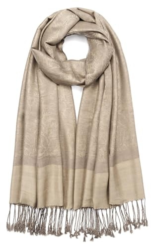 QIUTIMIY Paisley Pashmina Shawl Wrap Women Reversible Vintage Jacquard Pashmina Rave Scarf with Fringe for Evening,Wedding