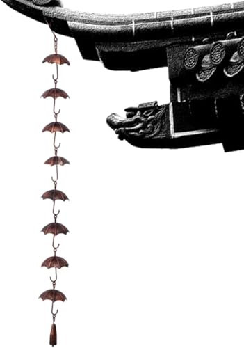 Cadenas de lluvia, cadena de agua para canalones, cadena de desagüe de lluvia, forma de paraguas, cadena de agua de lluvia, cadena de drenaje para canalones, cadena de lluvia de metal, cadena