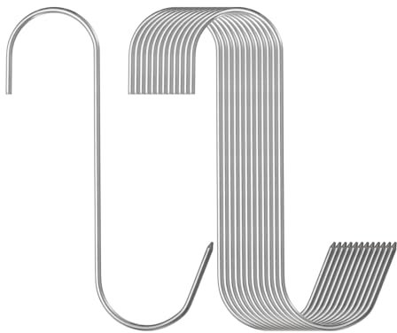 sourcing map 12 ganchos de carne de acero inoxidable 304 de 6 pulgadas, gancho de carnicero en forma de S, ganchos para colgar ahumar, asar a la parrilla, costillas de res (carga máxima de 11 libras)