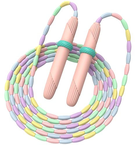 Soft Beaded Skipping Rope, Adjustable Tangle-Free Segmented Fitness Jump Rope for Men, Women, Children and Students
