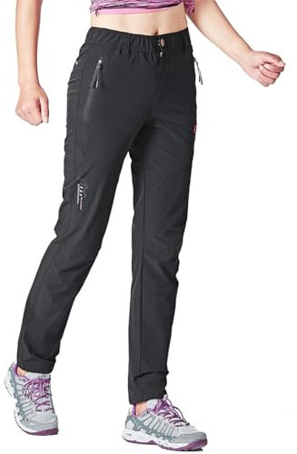 Rdruko Wanderhose Damen Outdoorhose Leichte Schnelltrocknend Trekkinghose UV-Schutz UPF 50+ Funktionshose Atmungsaktiv Hosen Sommer-Schwarz S