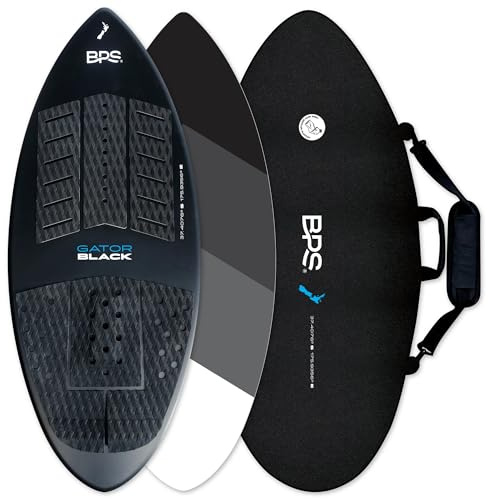 BPS 'Gator Black' 48 Inch Fiberglass with Carbon Fiber Skimboard with Bag