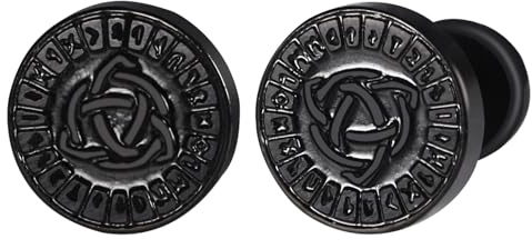 Flonge Men's Viking Stud Earrings: Norse Rune Fake Gauge Plugs Punk Hypoallergenic Stainless Steel Ear Gauges Jewelry Gift