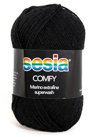 Filato per calzini Sesia Comfy Gomitolo Merino Extrafine Superwash e Lana Cashmere Nero col 67