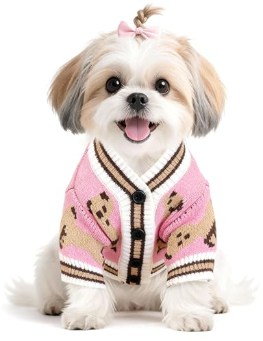 Dog Jumper Small for Puppy, Knitted Cardigan for Boy & Girl Pets, Pink S | Soft Knit Sweater Medium for Boy & Girl Pets, Cute Clothes for Daily Wear, Chihuahua, Dachshund, Yorkie, Toy Breeds and Cat