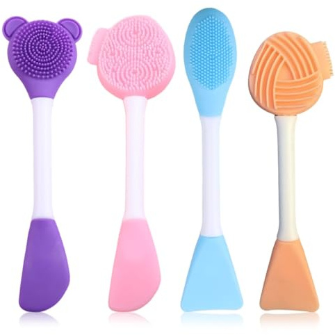 BDEPSTR Pennello per Maschera Viso,4 Pezzi Spazzola Viso,Pennello Maschera Visos Silicone,Spazzola Pulizia Visos Morbida,per Mascheras per Dormire,Cura Della Pelle Estetica
