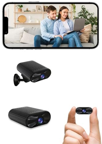 cuoum Mini-Kamera – WLAN Camera mit Live-Übertragung per Handy-App – 4K HD Nachtsicht Kamera mit Bewegungserkennung, Mini Cam mit Akku & Cloud-Speicher (2,4 GHz WLAN)