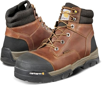 Carhartt Ground Force 6” Waterproof Composite Toe Boot - Durable Slip-Resistant Outsole with Rubber Heel, Composite Safety Toe, and Insite Footbed, Red Brown - 11.5W