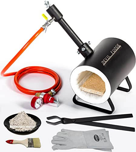 DEVIL-FORGE Gas Schmiedeofen DFS Gasesse, Gas Schmiede, 1 Brenner DFP (80.000 BTU), Gaskugelhahn, Luftdrossel, 1370°C, Schmied, Hufschmiede, Messermacher, Propan Forge