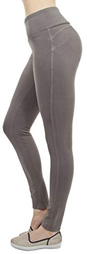 Shaping Pull On Butt Lift Push Up Yoga Pants Stretch French Terry Skinny Jeans in Asphalt Size M