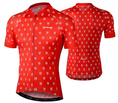 INBIKE Cykeltröja herr, andas, kort ärm, snabbtorkande MTB-t-shirt, cykel för cykel Röd L