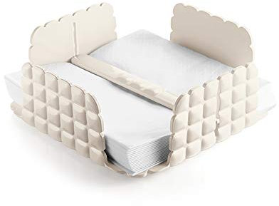 Guzzini - Tiffany, Portatovaglioli Orizzontale Quadrato con Barra Ferma Tovaglioli - Bianco Latte, 20 x 20 x h7,3cm - 198700156