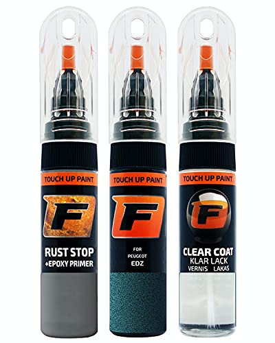 FIRANTO stylo peinture de voiture pour Peugeot EDZ Emerald Crystal réparation couleur voiture 3 en 1, rayures stylo retouche peinture 15ml avec pinceau, apprêt, laque