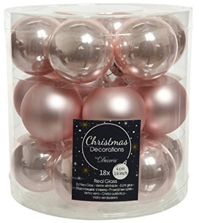 Puderrosa Glas-Weihnachtskugeln Set - 18 Stück, 4 cm, für Elegante Dekorationsideen