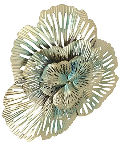 Blommig Metall Väggdekor Modern, Ginkgo Blomma Väggskulptur Metall Väggdekor Snygg Väggdekor Triangulär Ginkgo Blomma Järnhantverk 3D Väggskulptur för Hemdekorationer (Typ A)