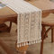 meioro Gehäkelte Tischläufer, 30x1200cm Spitze Boho Tischwäsche Klassische Beige Hochzeit Tischdecke Vintage Tassel Tischdeko für Küche Essen Urlaub Party Dekoration Tablerunner(Stil-C)