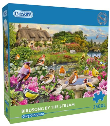 Gibsons Birdsong by the Stream 250XL Piece Jigsaw Puzzle for Adults – Extra Large Pieces for Easier Handling - Countryside Scene by Greg Giordano – Premium Sustainable Puzzle - Collectable Gift