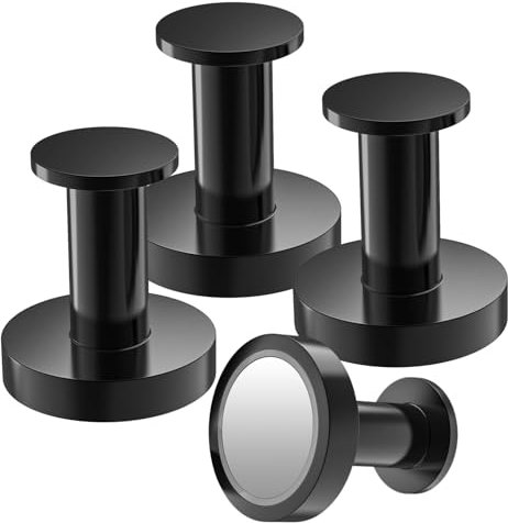 logei Magnethaken Magnete Stark 40 KG(88 Lbs) zum Aufhängen von Taschen und Mänteln, Set aus 4 Schwarzen Magnet Haken, Magnethalter Kühlschrankmagnete im Pinnadel-Stil für Spind usw