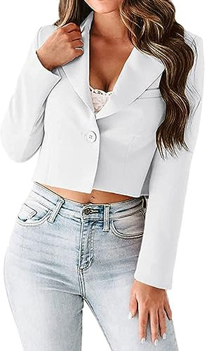 TDEOK Kurzer Blazer Damen Zum Kleid - Kurze Blazer Jacke Elegant - Sommerblazer Leicht Kurzblazer Sportlich Sommer Sweatblazer Festlich Modern Cardigan Blazer Langarm Lässig Kurzjacke Oversize